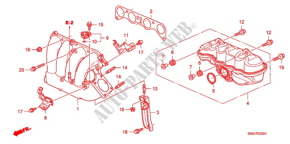 INTAKE MANIFOLD (2.4L) for Honda CR-V RV-SI 5 Doors 6 speed manual 2007