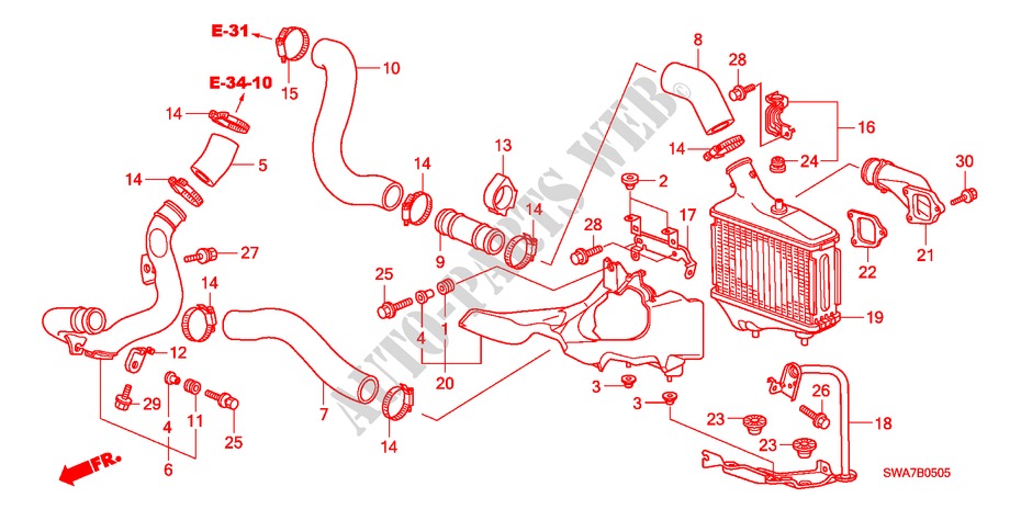 INTERCOOLER for Honda CR-V DIESEL 2.2 ELEGANCE/SPORT 5 Doors 6 speed manual 2008