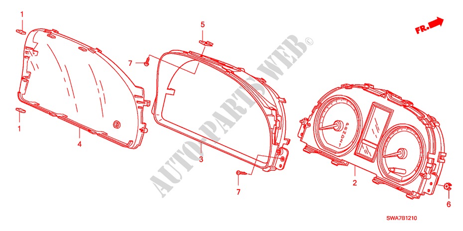 METER COMPONENTS (NS) for Honda CR-V RV-SI 5 Doors 6 speed manual 2007
