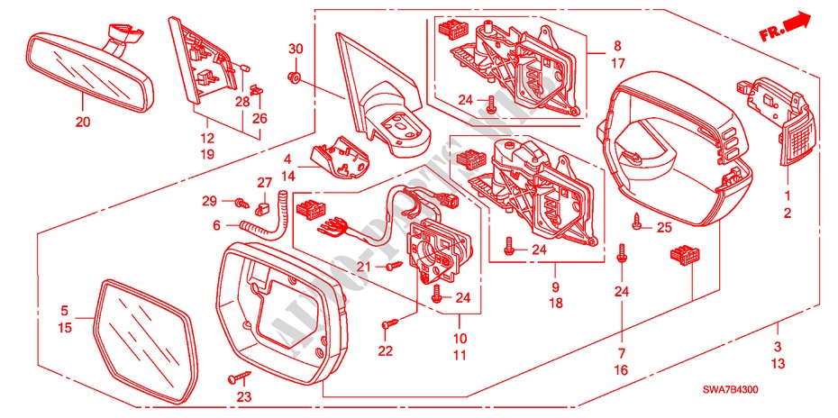 MIRROR for Honda CR-V RV-SI 5 Doors 6 speed manual 2007