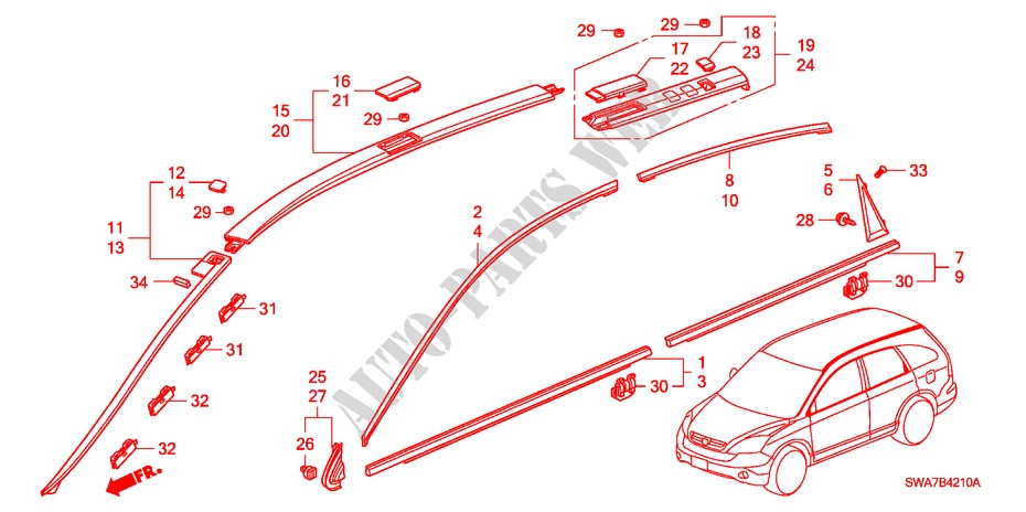 MOLDING for Honda CR-V DIESEL 2.2 ELEGANCE/SPORT 5 Doors 6 speed manual 2008