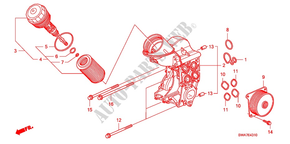 OIL FILTER CASE (DIESEL) for Honda CR-V DIESEL 2.2 ELEGANCE/SPORT 5 Doors 6 speed manual 2008