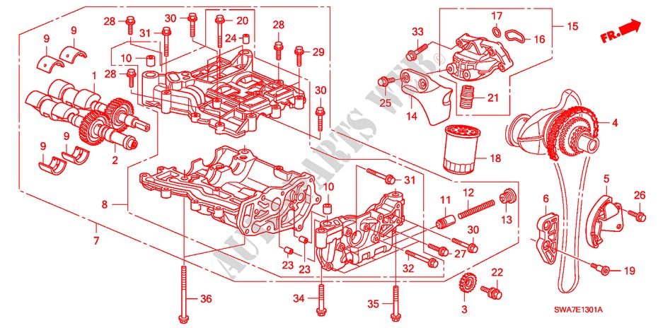 OIL PUMP (2.4L) for Honda CR-V RV-SI 5 Doors 6 speed manual 2007