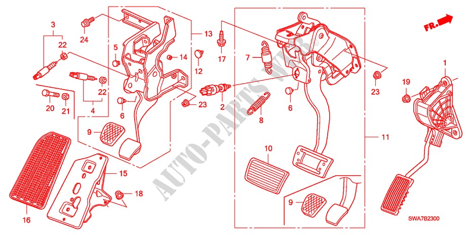 PEDAL (LH) for Honda CR-V RVSI 5 Doors 6 speed manual 2008