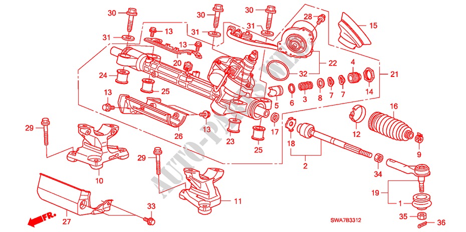 P.S. GEAR BOX (EPS) (LH) for Honda CR-V ELEGANCE/SPORT 5 Doors 6 speed manual 2007