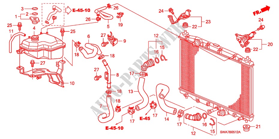 RADIATOR HOSE/ RESERVE TANK (DIESEL) for Honda CR-V DIESEL 2.2 EXECUTIVE 5 Doors 6 speed manual 2007