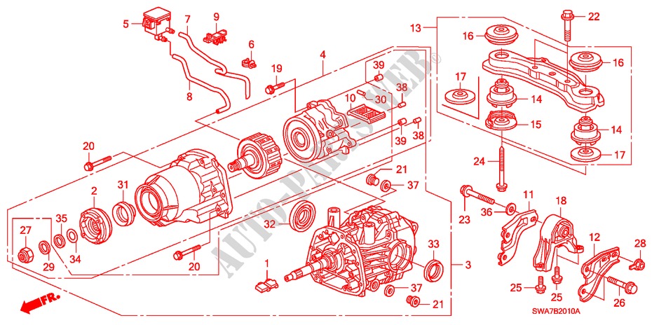 REAR DIFFERENTIAL/MOUNT for Honda CR-V RV-SI 5 Doors 6 speed manual 2007
