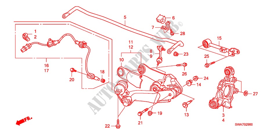 REAR LOWER ARM for Honda CR-V RVSI 5 Doors 6 speed manual 2008