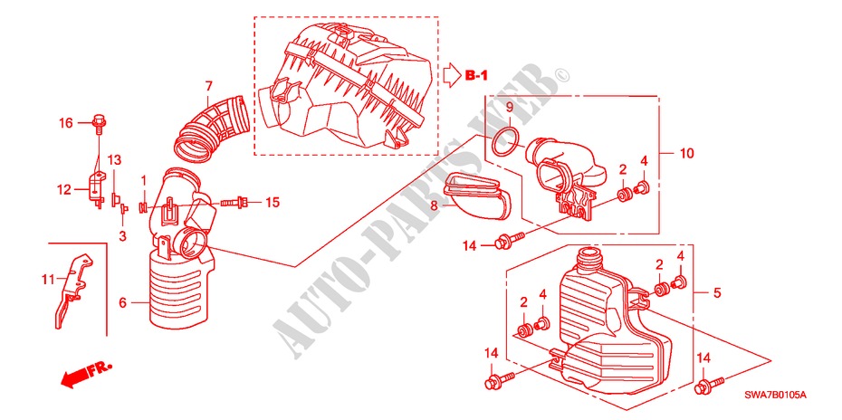 RESONATOR CHAMBER (2.0L) for Honda CR-V COMFORT 5 Doors 6 speed manual 2007