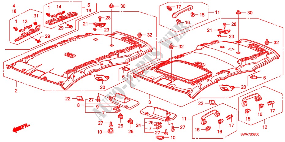 ROOF LINING (1) for Honda CR-V DIESEL 2.2 ELEGANCE 5 Doors 6 speed manual 2008
