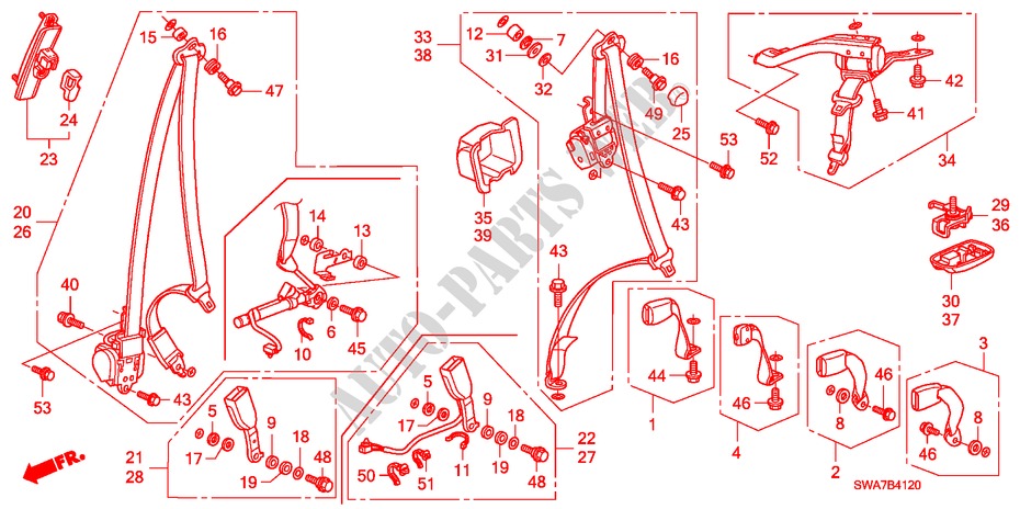 SEATBELTS for Honda CR-V RV-SI 5 Doors 6 speed manual 2007