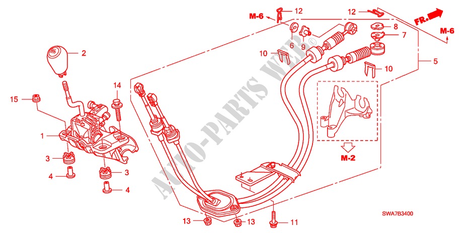SHIFT LEVER (2.0L) (2.4L) for Honda CR-V ES 5 Doors 6 speed manual 2008