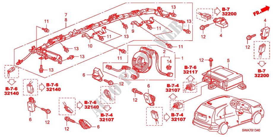 SRS UNIT (LH) for Honda CR-V DIESEL 2.2 S&L PACKAGE 5 Doors 6 speed manual 2007