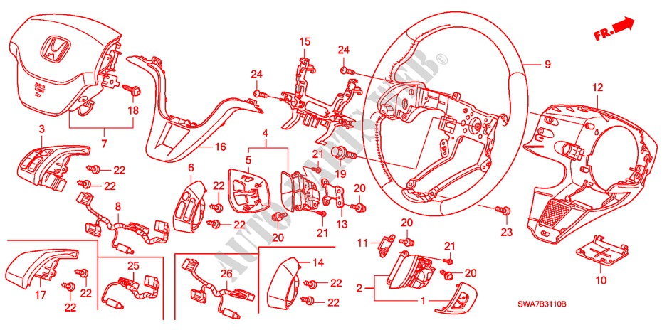 STEERING WHEEL (SRS) for Honda CR-V DIESEL 2.2 EXECUTIVE 5 Doors 6 speed manual 2007