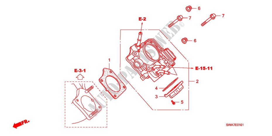 THROTTLE BODY (2.4L) for Honda CR-V RV-SI 5 Doors 6 speed manual 2007