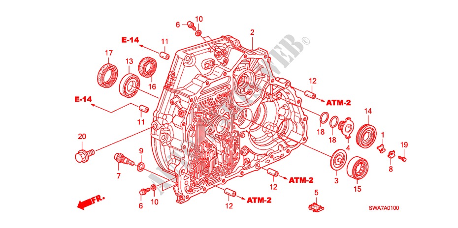 TORQUE CONVERTER CASE (2.0L) for Honda CR-V EXECUTIVE 5 Doors 5 speed automatic 2007