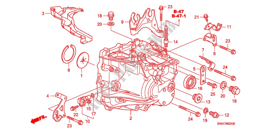 TRANSMISSION CASE (2.0L) (2.4L) for Honda CR-V RV-SI 5 Doors 6 speed manual 2007