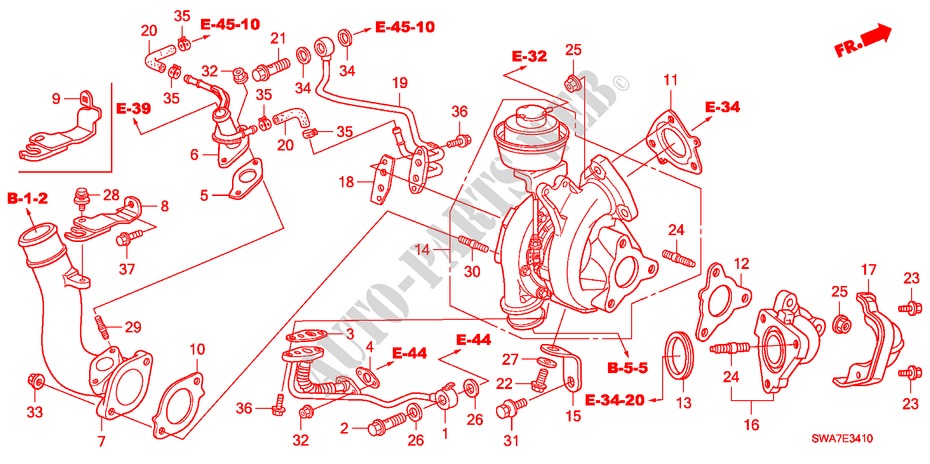 TURBOCHARGER (DIESEL) for Honda CR-V DIESEL 2.2 ELEGANCE/SPORT 5 Doors 6 speed manual 2008
