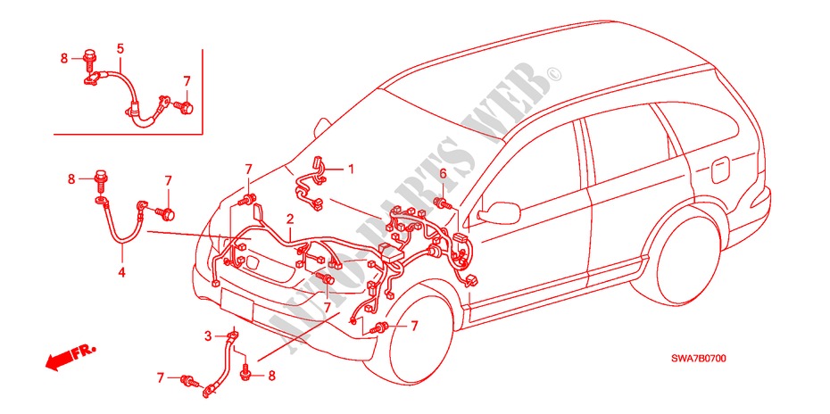 WIRE HARNESS (LH)(1) for Honda CR-V DIESEL 2.2 ELEGANCE/SPORT 5 Doors 6 speed manual 2008