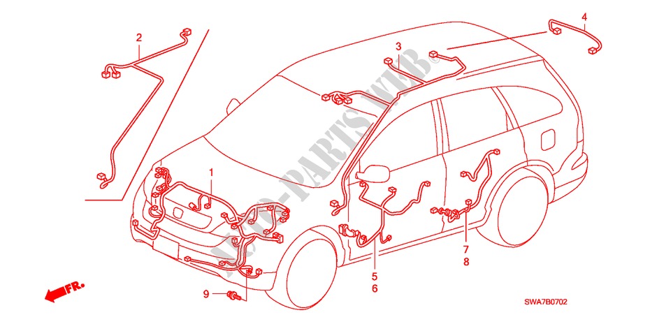 WIRE HARNESS (LH)(2) for Honda CR-V DIESEL 2.2 COMFORT 5 Doors 6 speed manual 2007