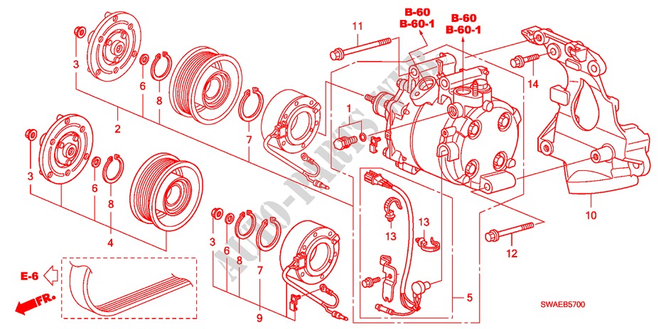 AIR CONDITIONER(2.0L)(COM PRESSOR) for Honda CR-V ES 5 Doors 6 speed manual 2010