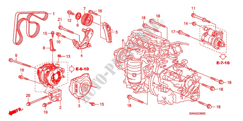 ALTERNATOR BRACKET(2.0L) for Honda CR-V ES 5 Doors 6 speed manual 2010