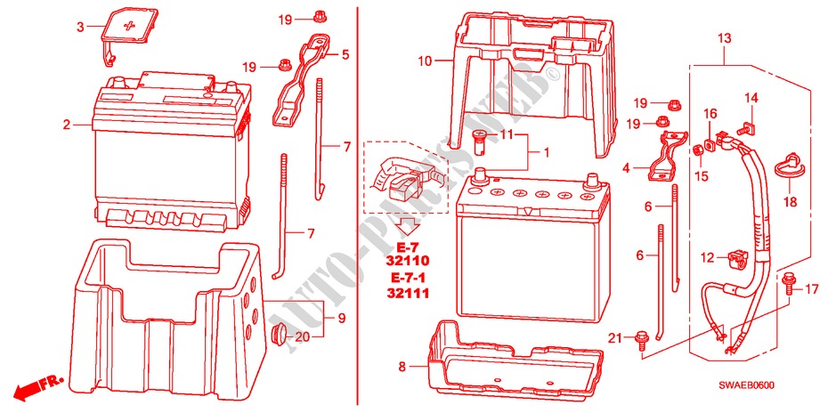 BATTERY(2.0L)(2.4L) for Honda CR-V S&L PACK 5 Doors 6 speed manual 2009