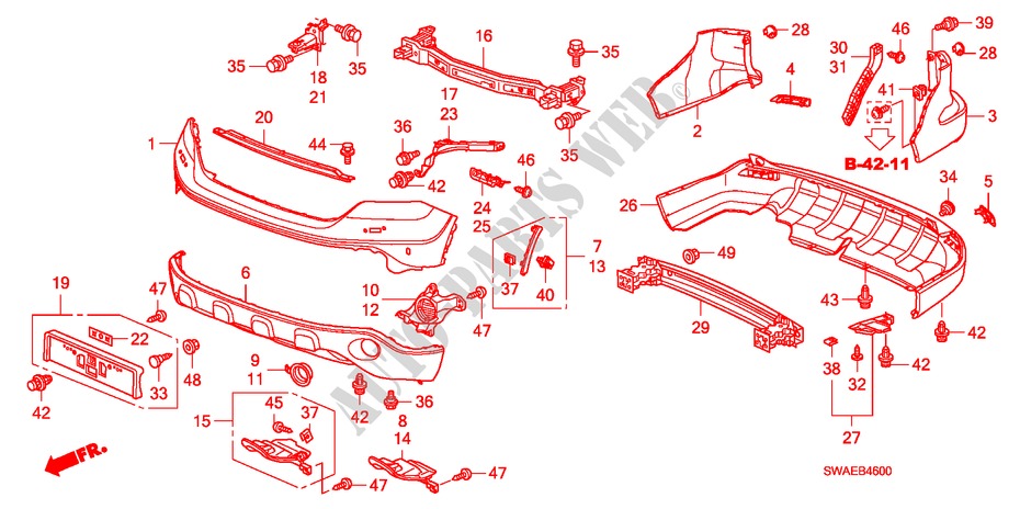 BUMPERS('09) for Honda CR-V COMFORT 5 Doors 5 speed automatic 2009
