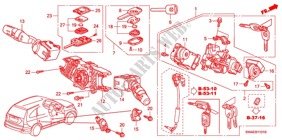 COMBINATION SWITCH(RH) for Honda CR-V ES 5 Doors 6 speed manual 2010