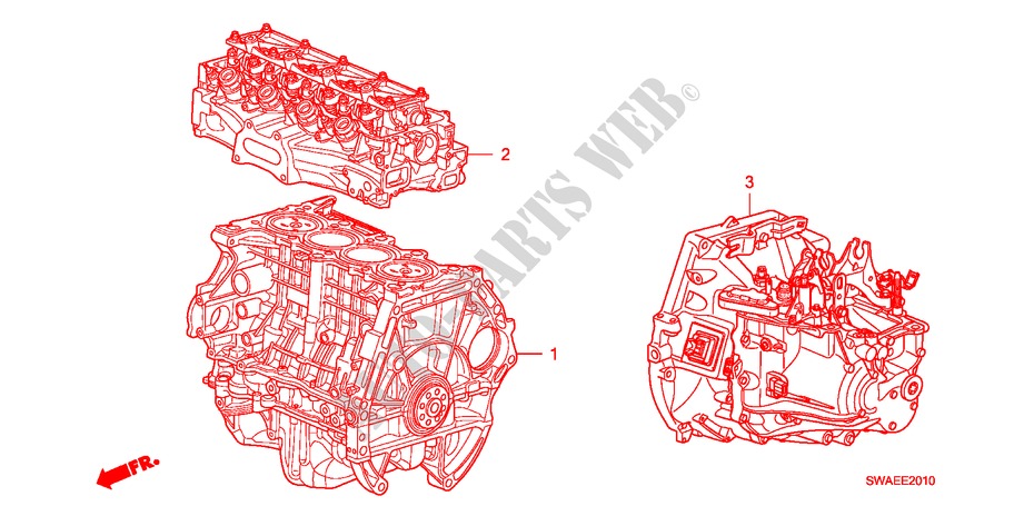 ENGINE ASSY./TRANSMISSION  ASSY.(2.0L) for Honda CR-V ELEGANCE/LIFESTYLE 5 Doors 6 speed manual 2010