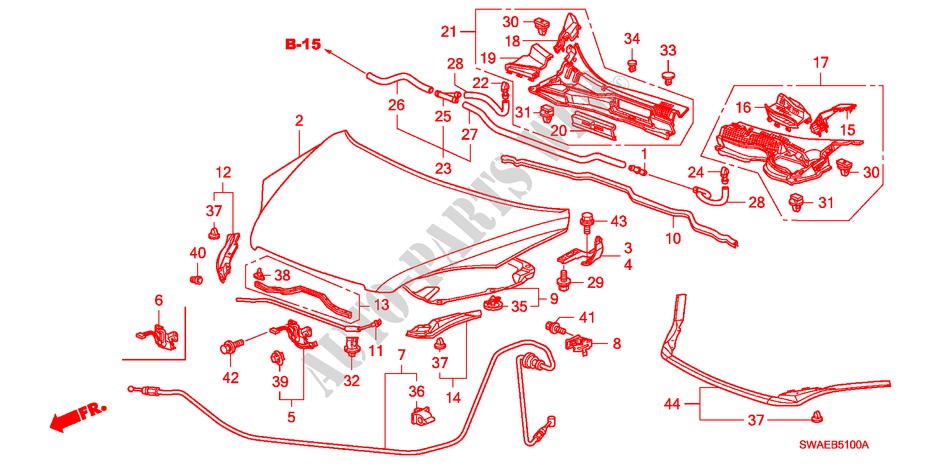 ENGINE HOOD(LH) for Honda CR-V S&L PACK 5 Doors 6 speed manual 2009