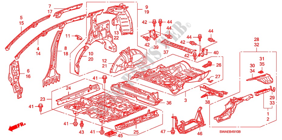 FLOOR/INNER PANELS for Honda CR-V ES 5 Doors 6 speed manual 2010