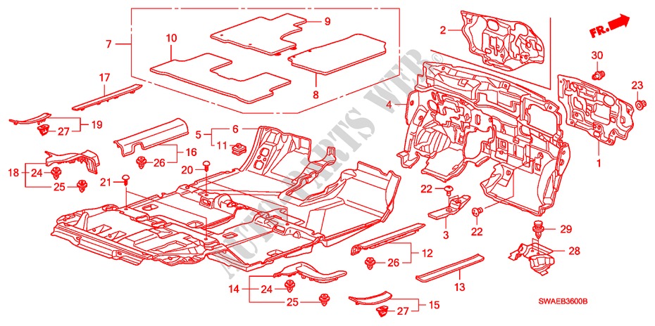 FLOOR MAT for Honda CR-V ES 5 Doors 6 speed manual 2010