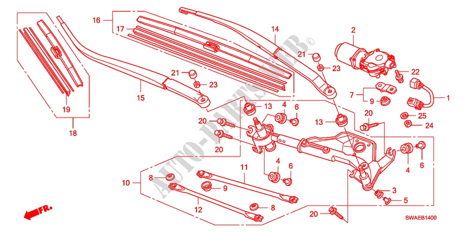FRONT WINDSHIELD WIPER(LH ) for Honda CR-V S 5 Doors 6 speed manual 2010