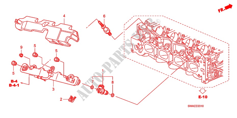 FUEL INJECTOR(2.0L) for Honda CR-V ELEGANCE/LIFESTYLE 5 Doors 6 speed manual 2010