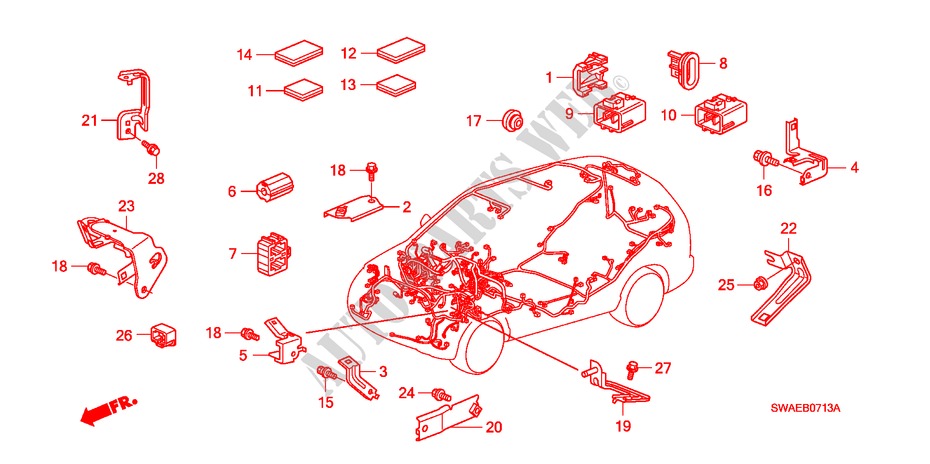 HARNESS BAND/BRACKET(RH)( 2) for Honda CR-V ES 5 Doors 6 speed manual 2010