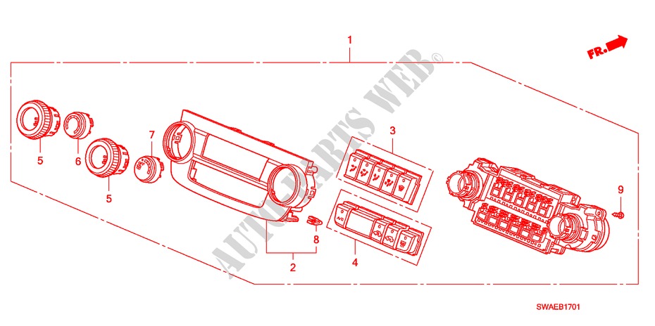 HEATER CONTROL(RH) for Honda CR-V S 5 Doors 6 speed manual 2009