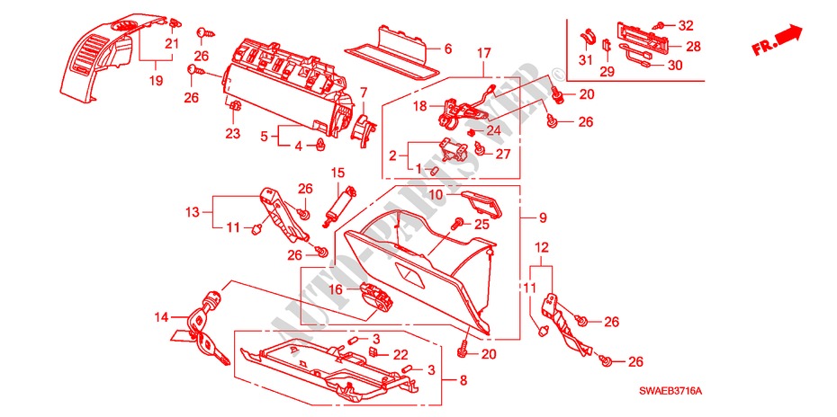 INSTRUMENT PANEL GARNISH( PASSENGER SIDE)(RH) for Honda CR-V ES 5 Doors 6 speed manual 2010