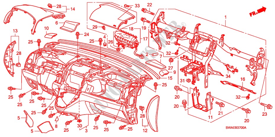 INSTRUMENT PANEL(LH) for Honda CR-V ELEGANCE/LIFESTYLE 5 Doors 6 speed manual 2010