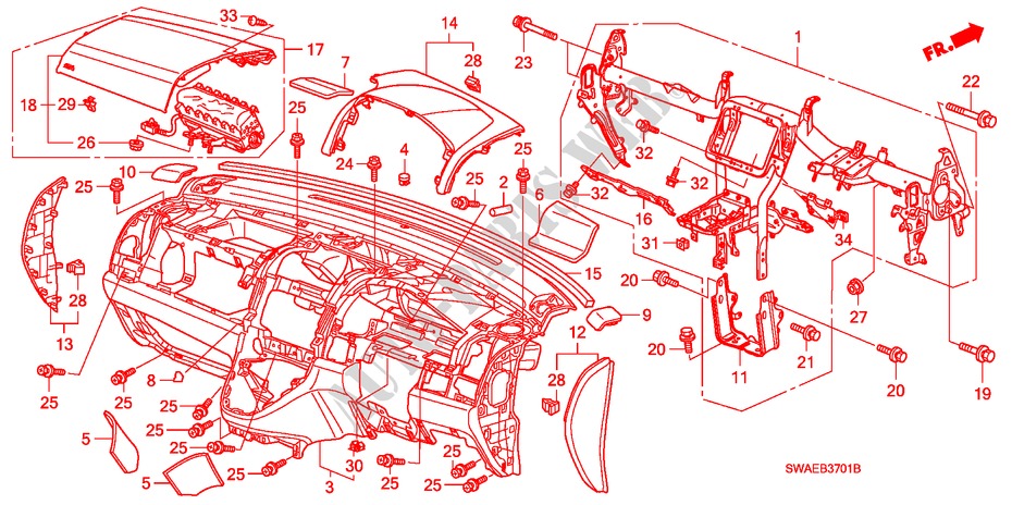 INSTRUMENT PANEL(RH) for Honda CR-V ES 5 Doors 6 speed manual 2010