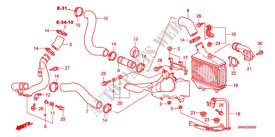 INTERCOOLER('09) for Honda CR-V DIESEL 2.2 ELEGANCE/SPORT 5 Doors 6 speed manual 2009