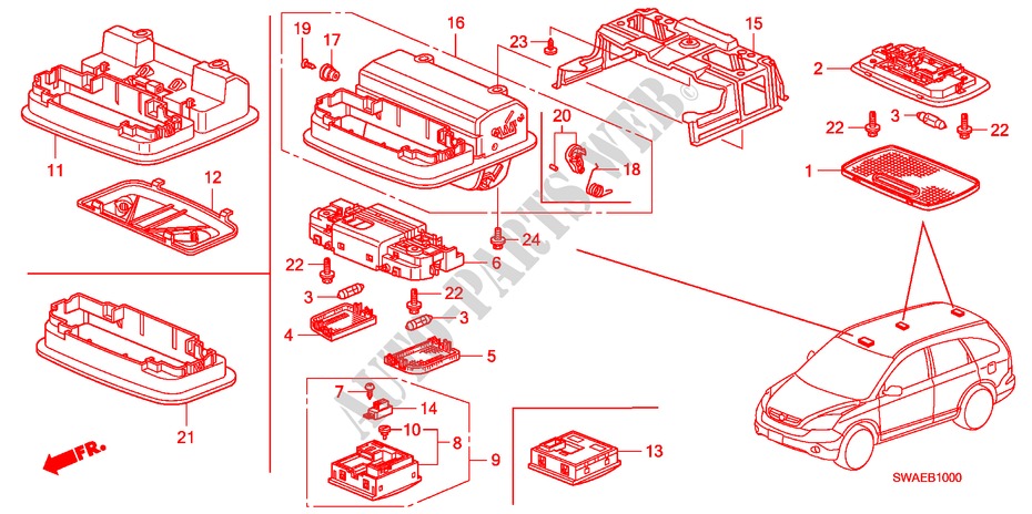 INTERIOR LIGHT for Honda CR-V S&L PACK 5 Doors 6 speed manual 2009