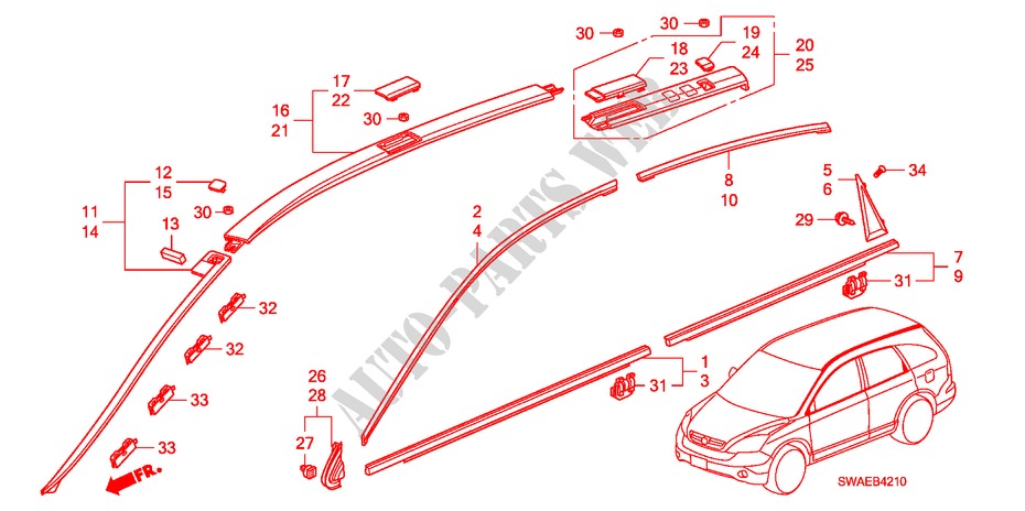 MOLDING for Honda CR-V DIESEL 2.2 EXECUTIVE 5 Doors 6 speed manual 2010