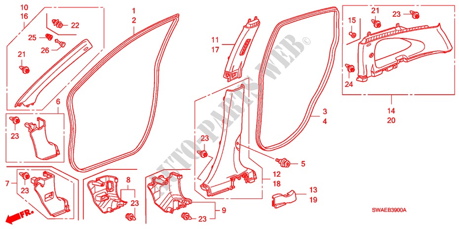 PILLAR GARNISH for Honda CR-V COMFORT 5 Doors 6 speed manual 2010