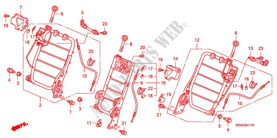 REAR SEAT COMPONENTS(1) for Honda CR-V RVI 5 Doors 5 speed automatic 2009