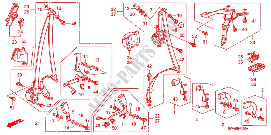 SEATBELTS for Honda CR-V ES 5 Doors 6 speed manual 2010