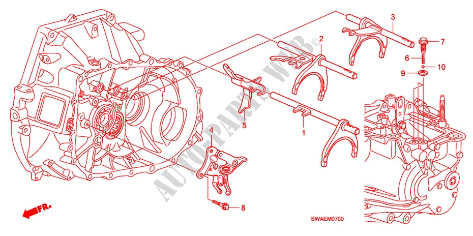 SHIFT FORK/SHIFT HOLDER(2 .0L)(2.4L) for Honda CR-V S 5 Doors 6 speed manual 2009