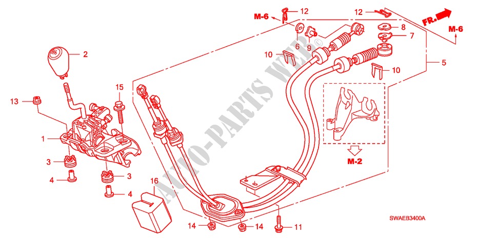 SHIFT LEVER(2.0L)(2.4L) for Honda CR-V EX 5 Doors 6 speed manual 2009