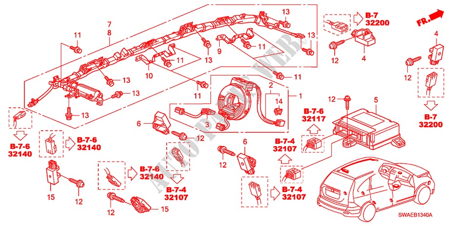 SRS UNIT(LH) for Honda CR-V ELEGANCE 5 Doors 6 speed manual 2010