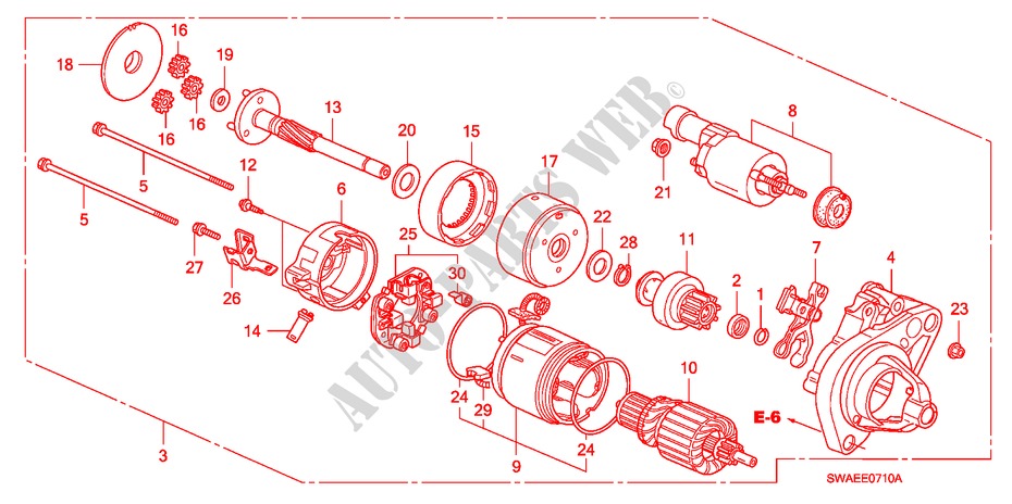 STARTER MOTOR(DENSO)(2.0L ) for Honda CR-V ES 5 Doors 6 speed manual 2010